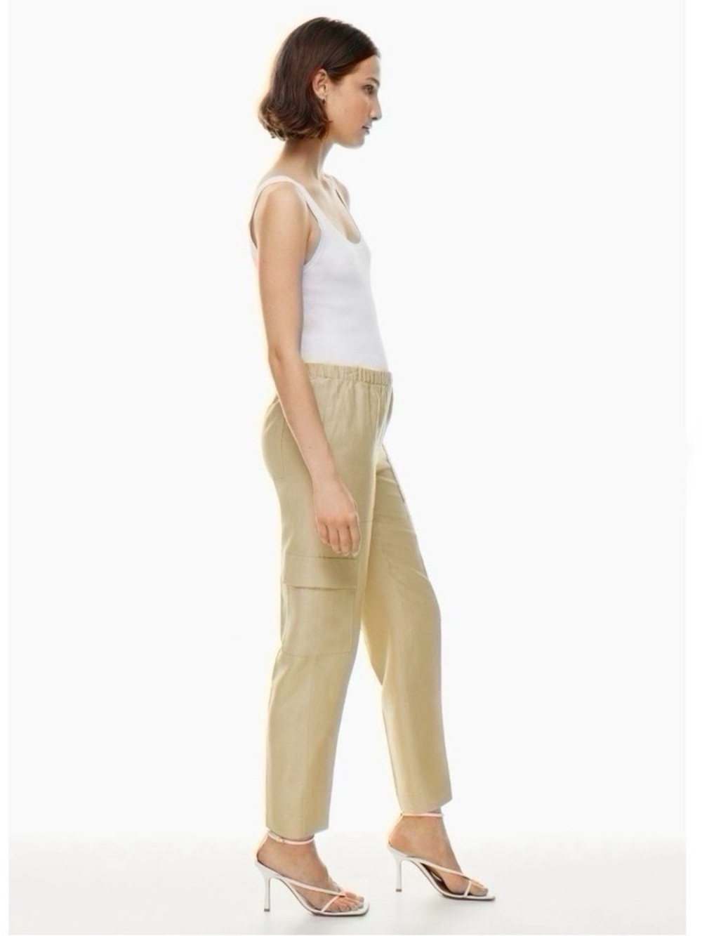 NEW Aritzia Babaton Titan Linen Cargo Pants Humus Beige - Picture 8 of 11